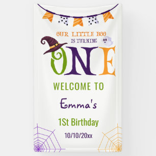 Our Little Boo Turning One, Halloween 1St Birthday Banner