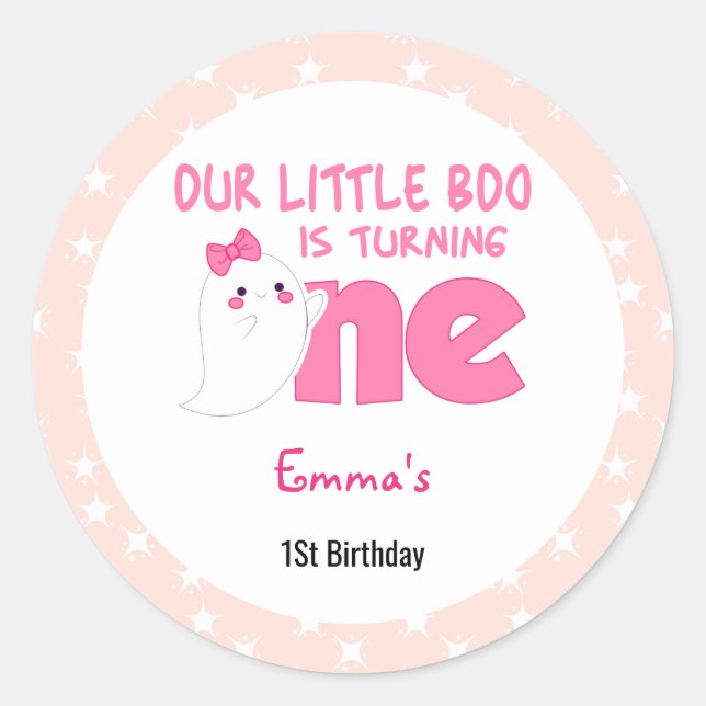 Our Little Boo Turning One, Halloween 1St Birthday Classic Round Sticker (Front)