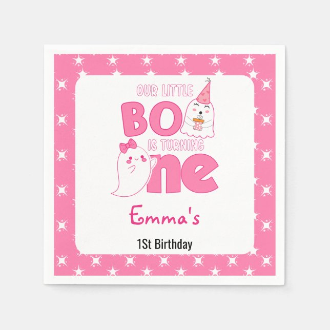 Our Little Boo Turning One, Halloween 1St Birthday Napkins (Front)