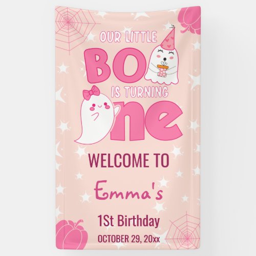 Our Little Boo Turning One Halloween Welcome Banner