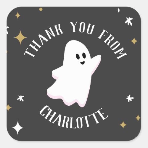 Our Little Boo Turning Two Ghost Halloween Favor Square Sticker