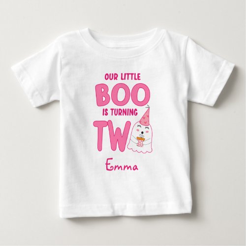 Our Little Boo Turning Two Halloween 2nd Birthday Baby T_Shirt