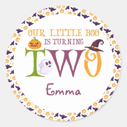 Our Little Boo Turning Two Halloween 2nd Birthday Classic Round Sticker