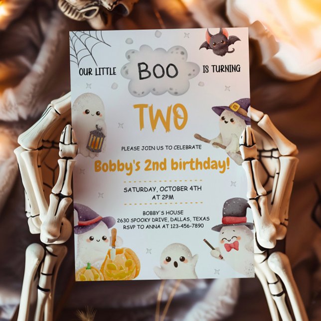 Our Little Boo Turning Two Halloween 2nd Birthday Invitation (Creator Uploaded)
