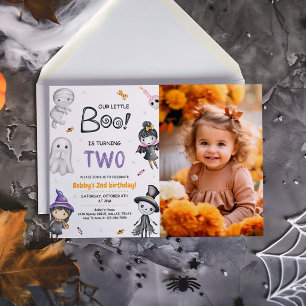 Our Little Boo Turning Two Halloween 2nd Birthday Invitation