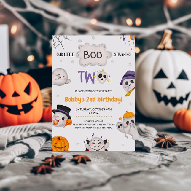 Our Little Boo Turning Two Halloween 2nd Birthday Invitation (Creator Uploaded)