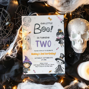 Our Little Boo Turning Two Halloween 2nd Birthday Invitation