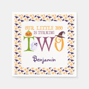 Our Little Boo Turning Two Halloween 2nd Birthday Napkins