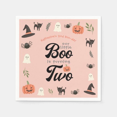 Our Little Boo Turning Two Halloween 2nd Birthday Napkins