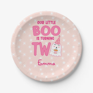 Our Little Boo Turning Two Halloween 2nd Birthday Paper Plates