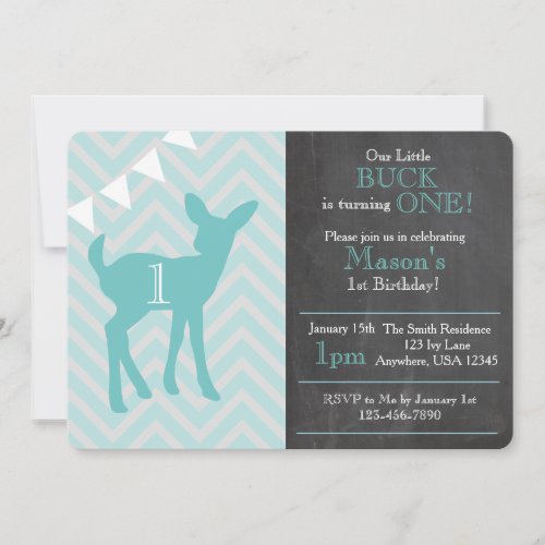 Our Little Buck Is Turning ONE Birthday Invite