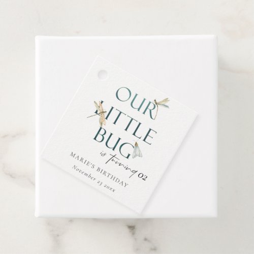 Our Little Bug Blue Dragonfly Any Age Birthday Favor Tags