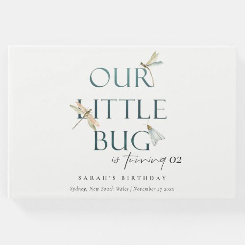 Our Little Bug Blue Dragonfly Any Age Birthday Guest Book