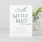 Our Little Bug Blue Dragonfly Any Age Birthday Invitation (Standing Front)