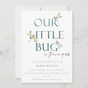 Our Little Bug Blue Dragonfly Any Age Birthday Invitation