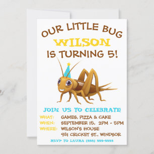 Our Little Bug, Cricket, Birthday Party Invitation