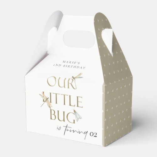 Our Little Bug Gold Dragonfly Any Age Birthday Favor Boxes
