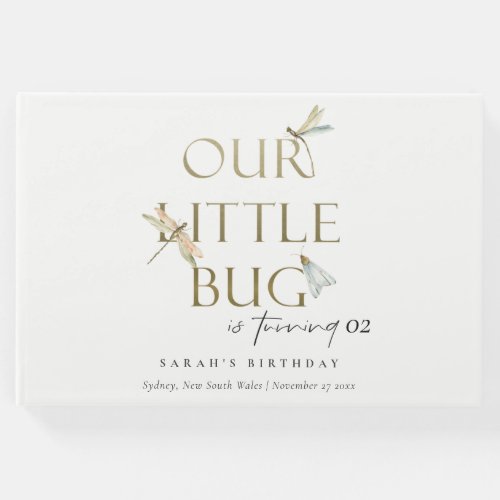 Our Little Bug Gold Dragonfly Any Age Birthday Guest Book