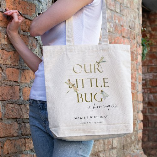 Our Little Bug Gold Dragonfly Any Age Birthday Tote Bag