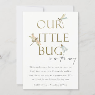 Our Little Bug Gold Dragonfly Baby Announcement