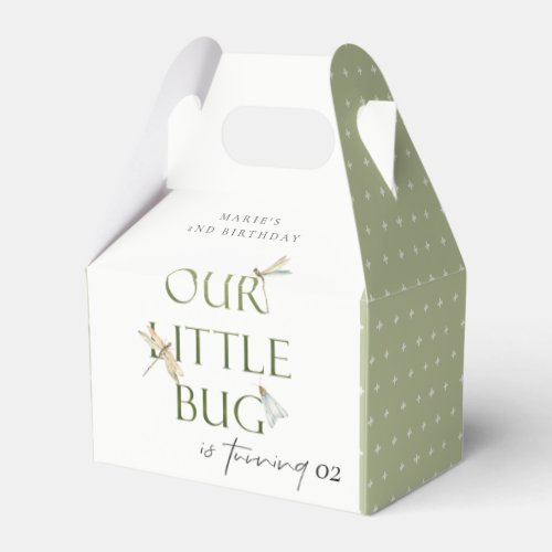 Our Little Bug Green Dragonfly Any Age Birthday Favor Boxes