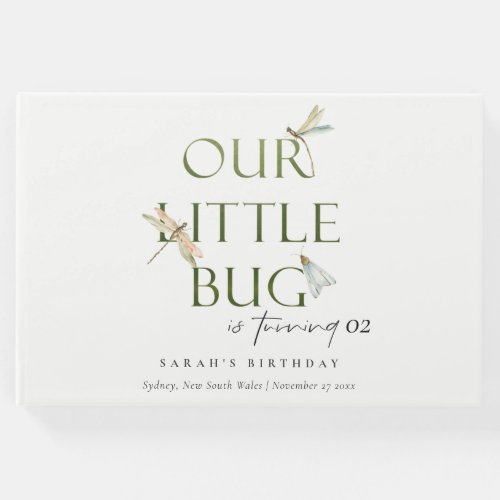 Our Little Bug Green Dragonfly Any Age Birthday Guest Book