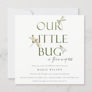 Our Little Bug Green Dragonfly Any Age Birthday Invitation
