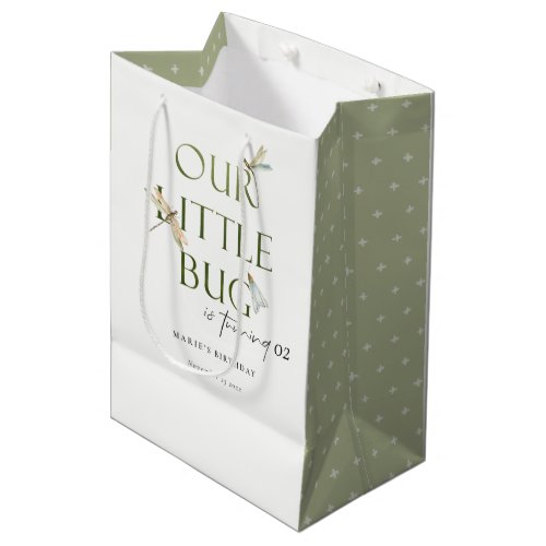 Our Little Bug Green Dragonfly Any Age Birthday Medium Gift Bag