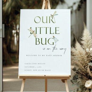 Our Little Bug Green Dragonfly Baby Shower Welcome Foam Board
