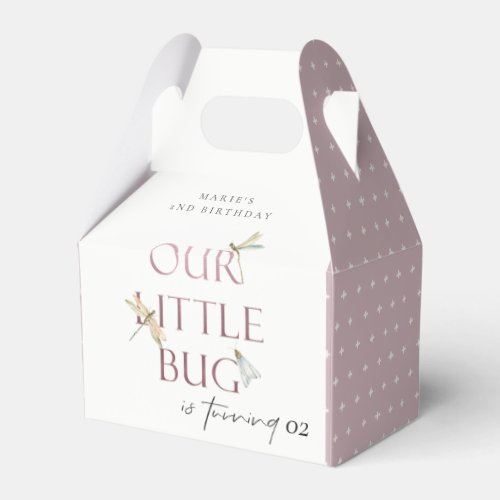 Our Little Bug Pink Dragonfly Any Age Birthday Favor Boxes