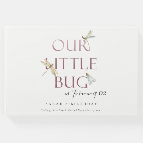 Our Little Bug Pink Dragonfly Any Age Birthday Guest Book