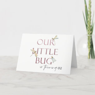 Our Little Bug Pink Dragonfly Any Age Birthday Letterpress Thank You Card