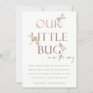 Our Little Bug Pink Dragonfly Baby Announcement