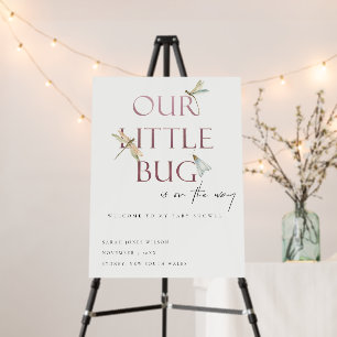 Our Little Bug Pink Dragonfly Baby Shower Welcome Foam Board