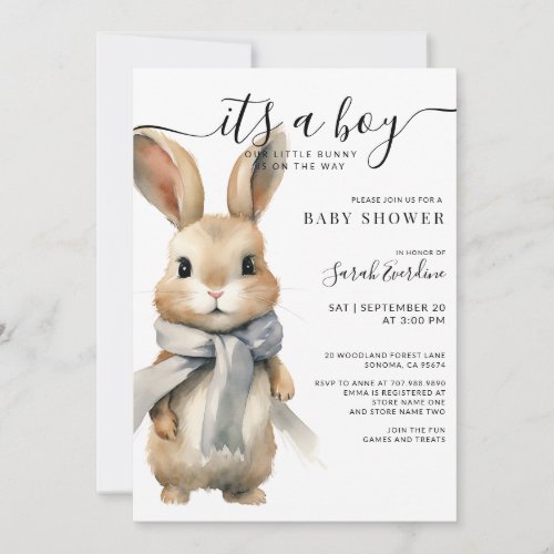 Our Little Bunny Is On The Way Boy Baby Shower  Invitation