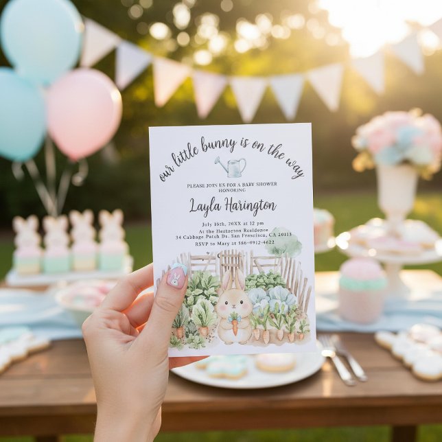 Our Little Bunny Is On The Way Garden Baby Shower Invitation (Creator Uploaded)