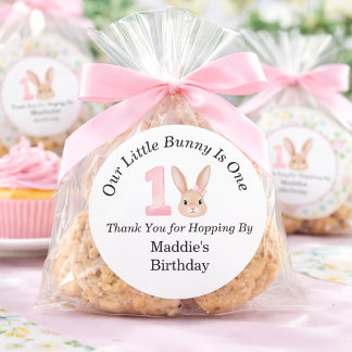 Our Little Bunny Is One 1st Birthday Thank You Classic Round Sticker
