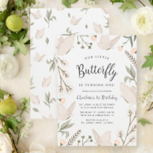 Our Little Butterfly 1st Birthday Cute Watercolor Invitation