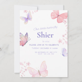 Our little butterfly 1st birthday invitation