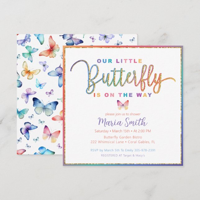 Our Little Butterfly Baby Shower Invitation (Front/Back)