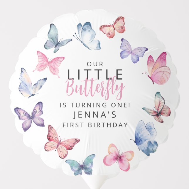 Our Little Butterfly Birthday Party Balloon (Front)