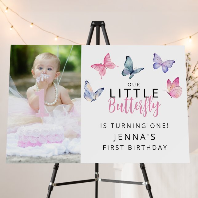 Our Little Butterfly Birthday Party Foam Board (In Situ (Stand))