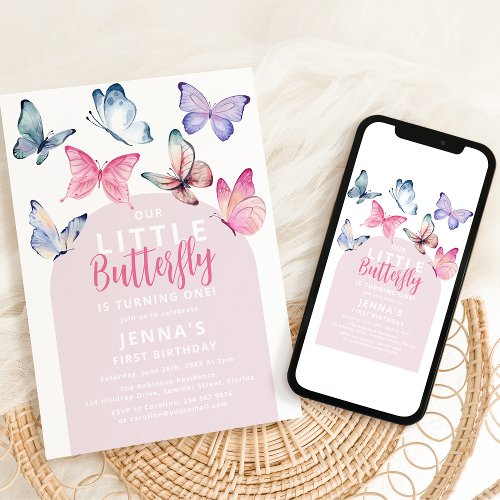 Our Little Butterfly Birthday Party Invitation