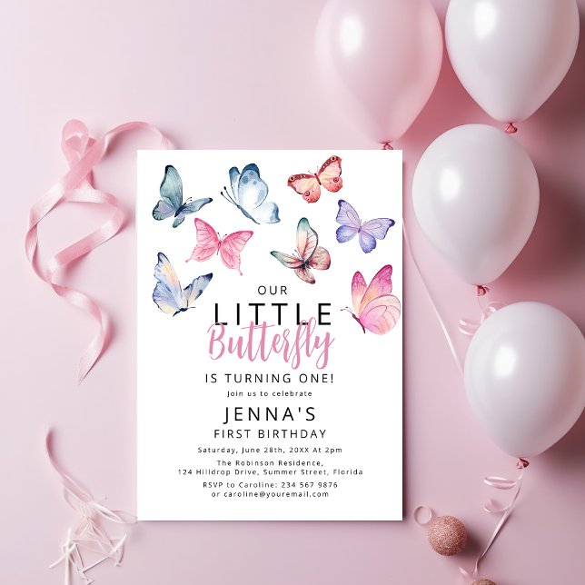 Our Little Butterfly Birthday Party Invitation (Creator Uploaded)