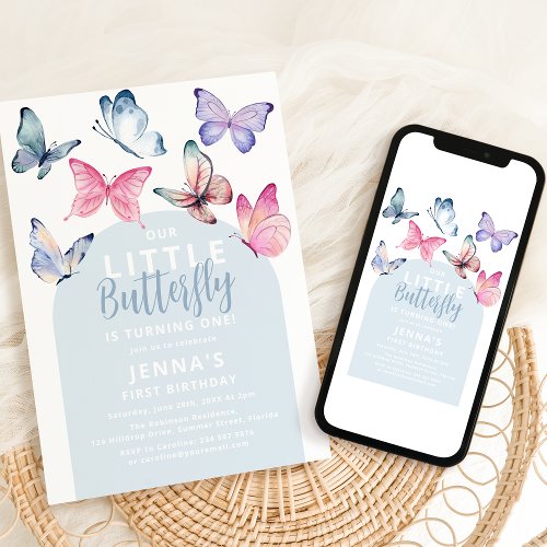 Our Little Butterfly Birthday Party Invitation