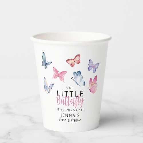 Our Little Butterfly Birthday Party Paper Cups