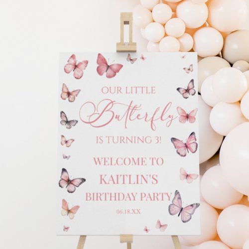 Our Little Butterfly Birthday Party Welcome Sign