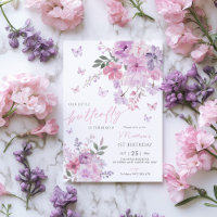 Our Little Butterfly Floral Purple 1st Birthday