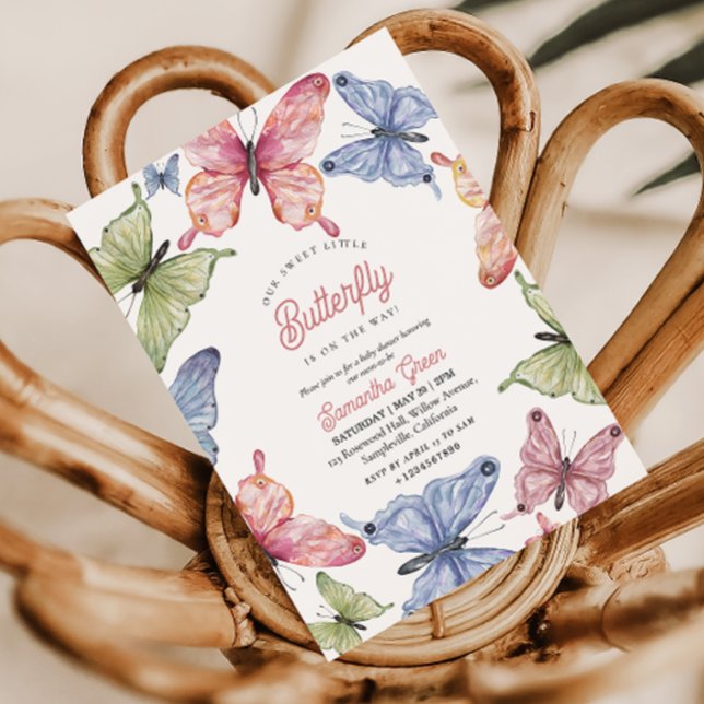 Our Little Butterfly Gender Neutral Baby Shower Invitation (Gender Neutral Butterfly Baby Shower Invitation)