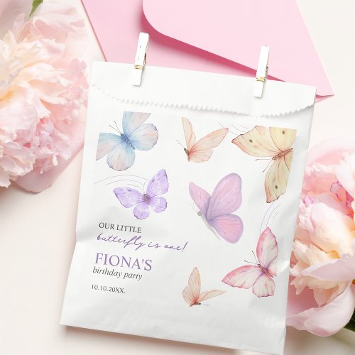 Our little butterfly Girls 1st birthday Thank you Favor Bag